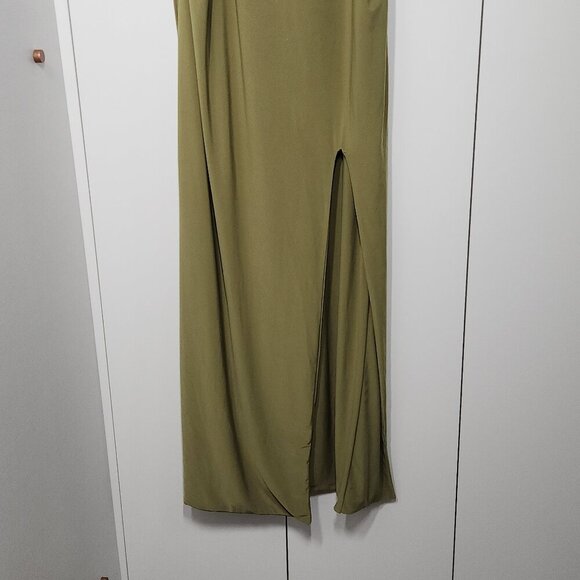 Club L London Maternity Maxi Dress Square Neck with Split Women's Size 12 Olive - Picture 4 of 9